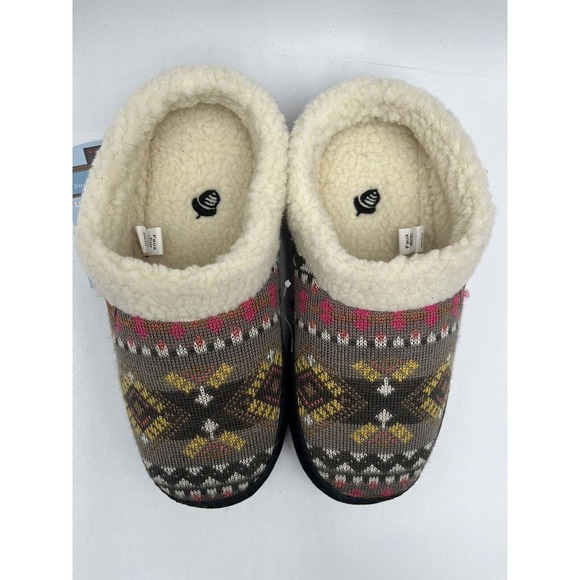 NEW Acorn FAIRISLE HOODBACK Women's Slipper Black Multi US Size 5-6 No Box - Picture 6 of 10